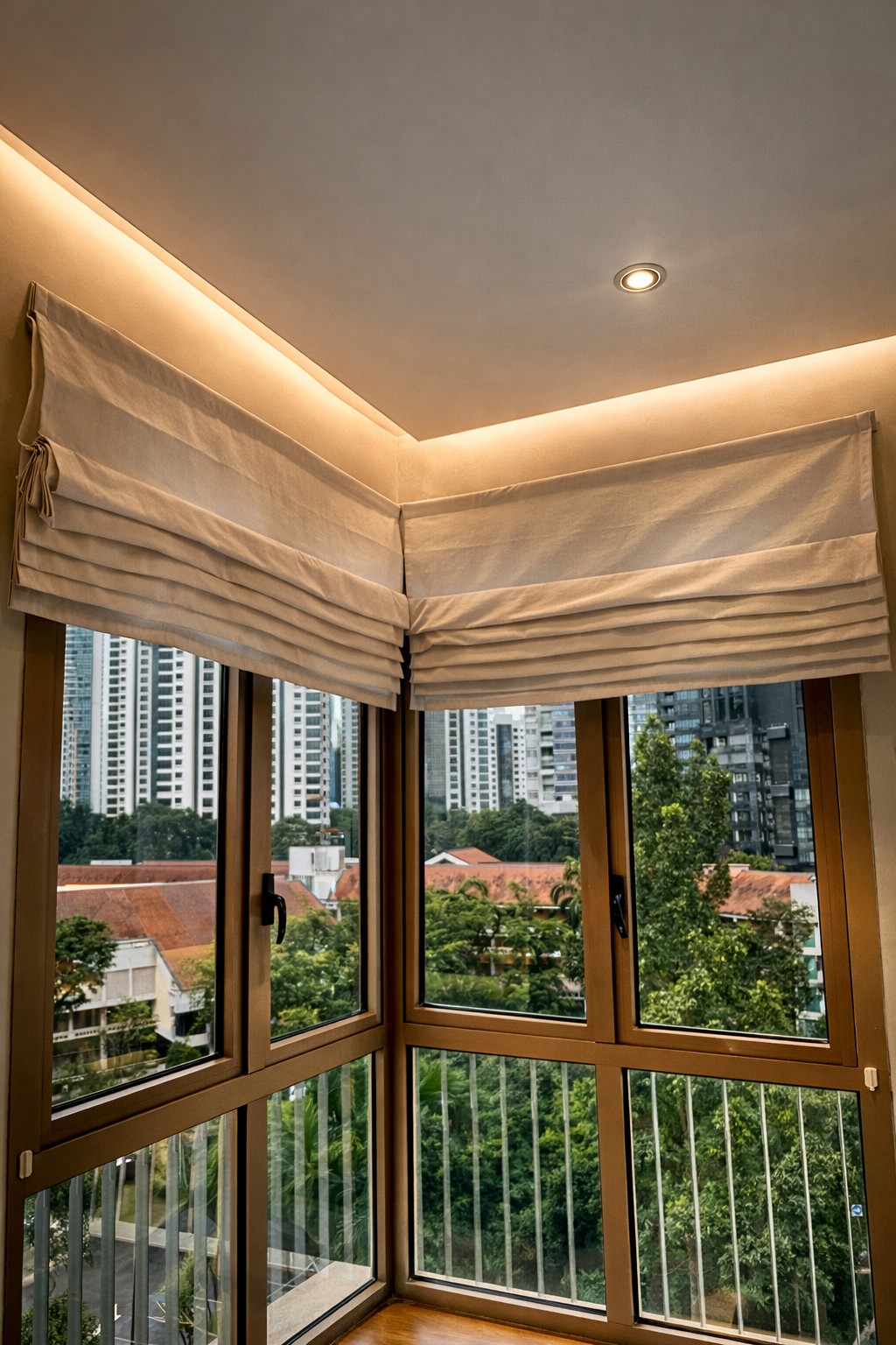 service-1 Roman blind installed on a corner window
